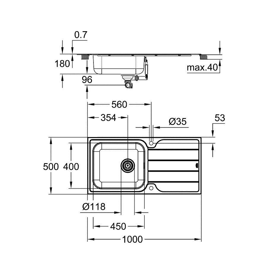 Мойка для кухни из нержавеющей стали Grohe K500 (31563SD1)