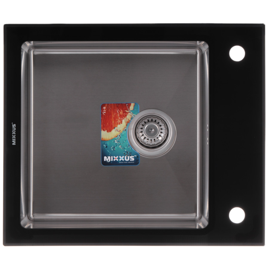 Кухонна мийка MIXXUS MX (304) 6051-200x1.2-HM-GLASS (MX0573) чорне скло/сталь