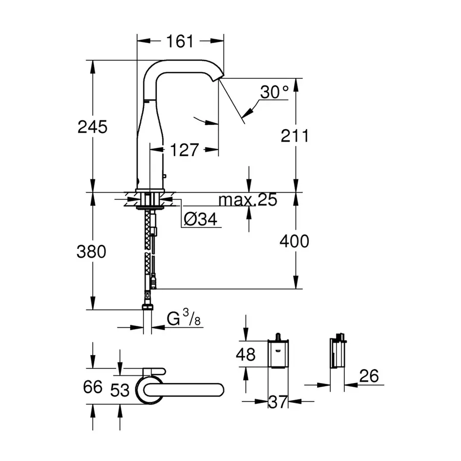 Смеситель для раковины с сенсорным управлением Grohe Essence E (36445000)