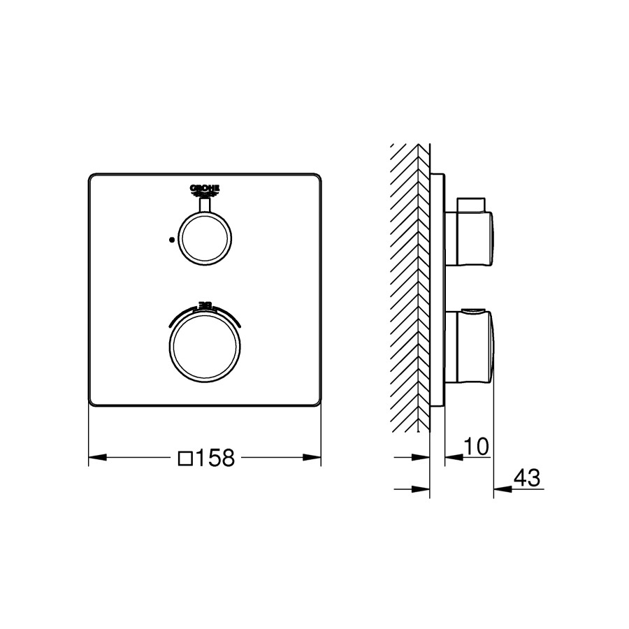 Термостат скрытого монтажа для 1 потребителя Grohe Grohtherm Convent. Concealed (24078000)