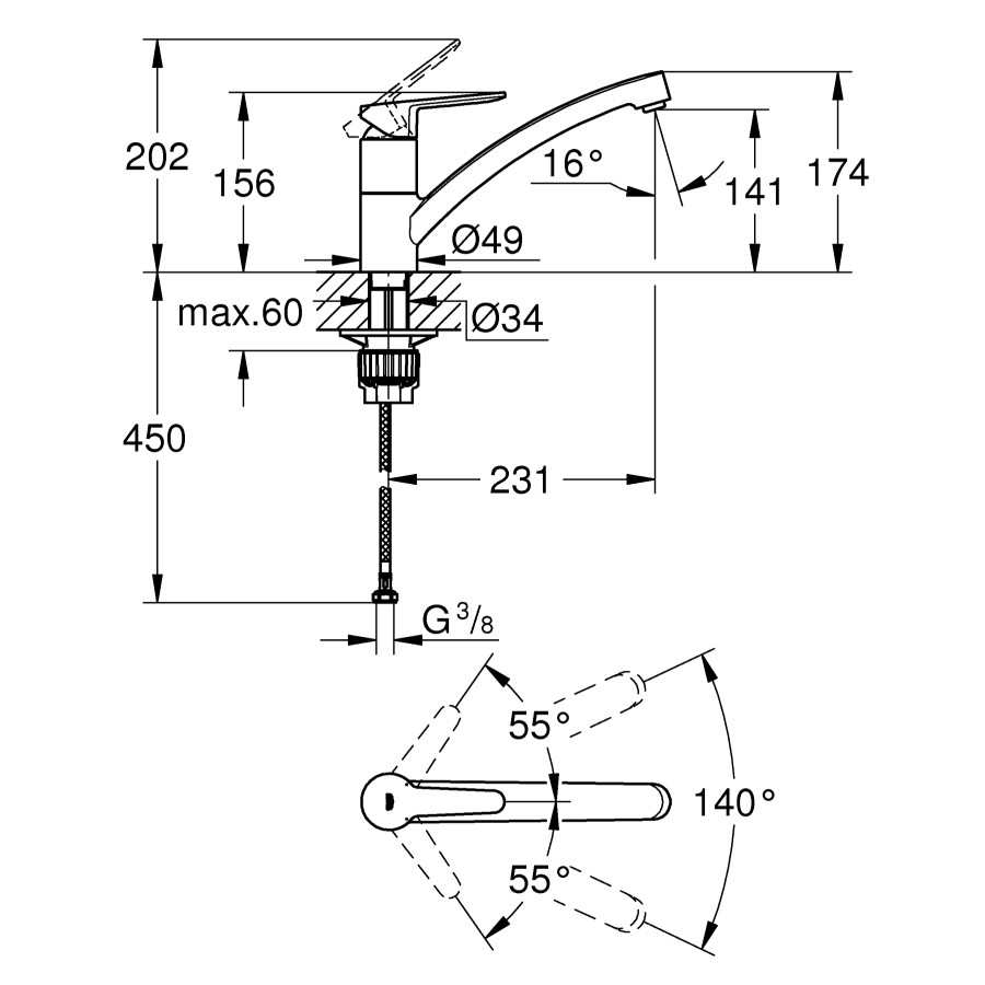 Смеситель для кухни Grohe BauEco (31680000)