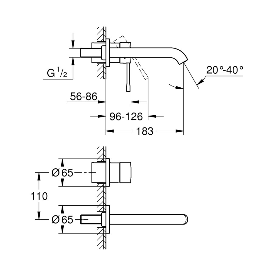 Смеситель для раковины скрытого монтажа Grohe Essence New (19408001)