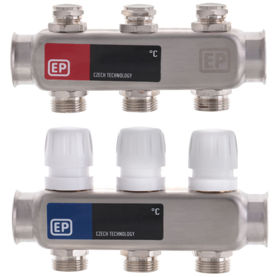 Колекторний блок з термостат. клапанами EUROPRODUCT EP.S1100-03 1 "x3 (EP4990)