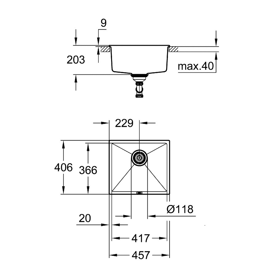 Композитная мойка для кухни Grohe K700U (31653AT0)