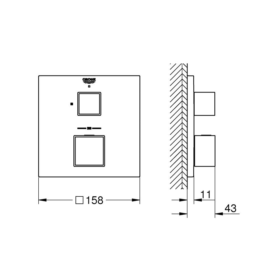 Термостат скрытого монтажа для 1 потребителя Grohe Grohtherm Cube (24153000)