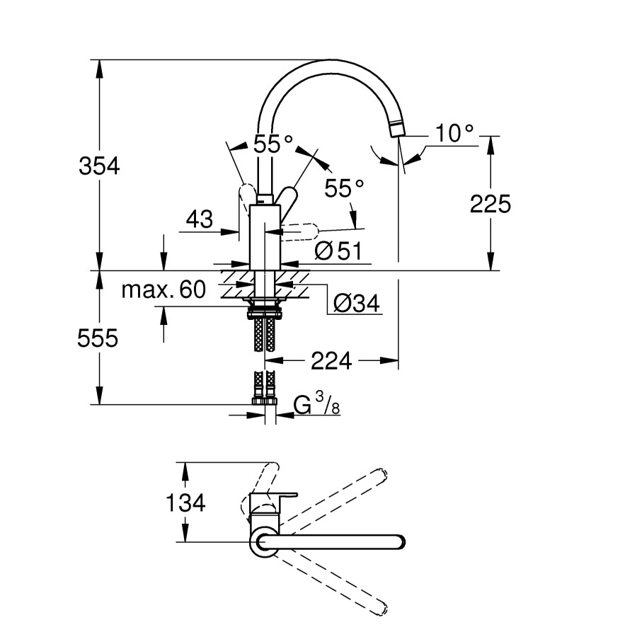 Смеситель для кухни Grohe Eurostyle Cosmopolitan (33975004)