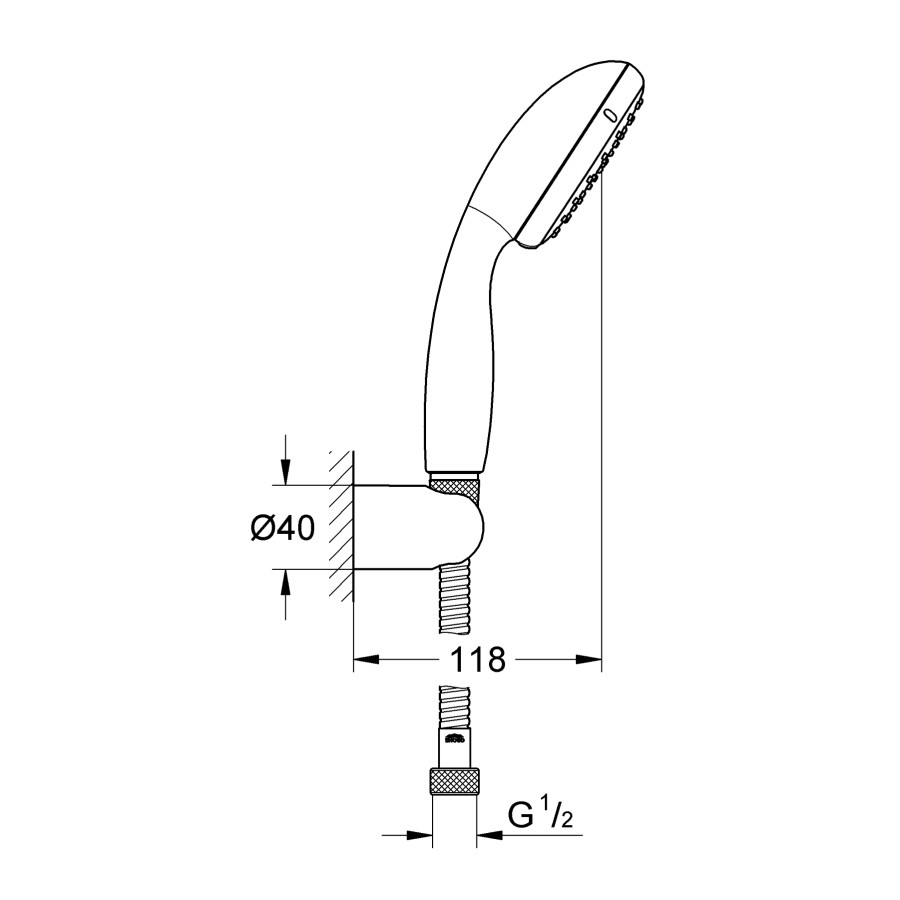 Душевой набор с держателем, 2 режима струи Grohe New Tempesta Classic (26164001)