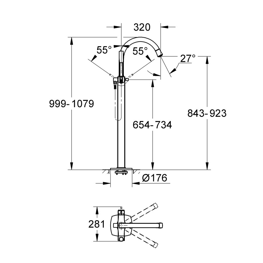 Напольный смеситель для ванны Grohe Grandera (23318000)