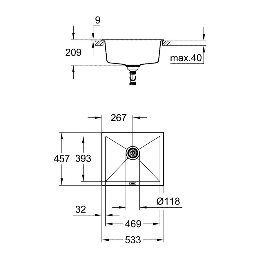 Композитная мойка для кухни Grohe K700U (31654AP0)