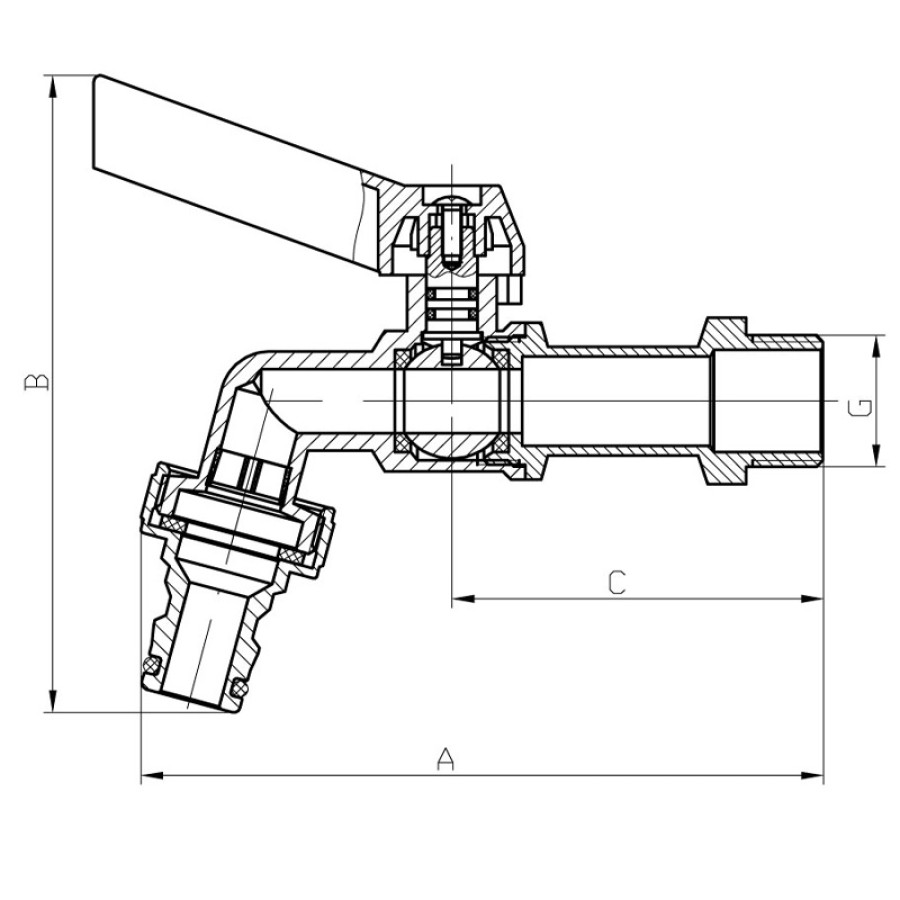 Кран полива с коннектором для быстрого подключения KOER KR.259 - 1/2" (KR3128)