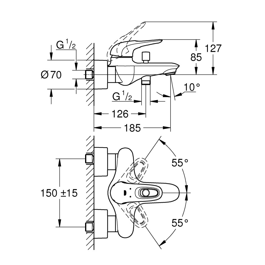 Смеситель для ванной Grohe Eurostyle (33591LS3)