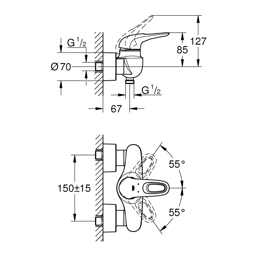 Смеситель для душа Grohe Eurostyle (33590LS3)