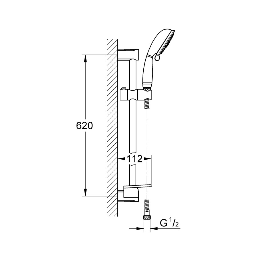 Душевой гарнитур со штангой, 4 режима струи Grohe New Tempesta Rustic (26086001)