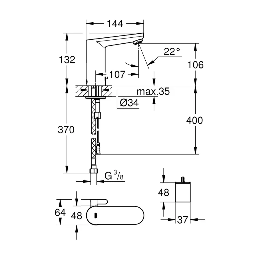 Смеситель для раковины с сенсорным управлением Grohe Eurosmart CE (36327001)