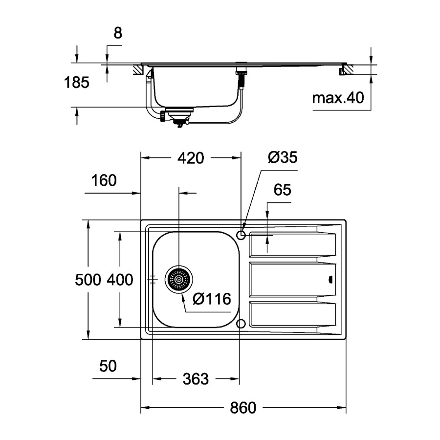 Кухонная мойка Grohe EX-2 Sink K401 (31566SD0)