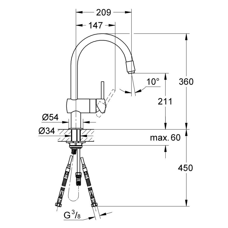 Смеситель для кухни с выдвижным изливом Grohe Minta (32918000)