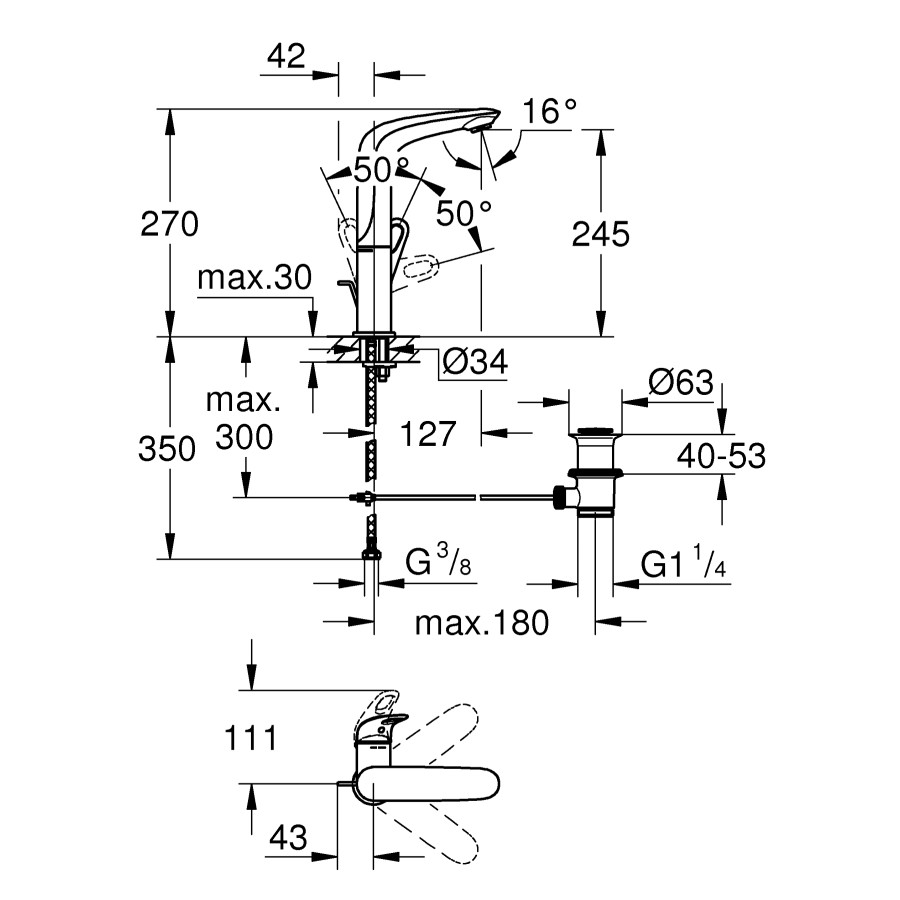 Смеситель для раковины L-размера Grohe Eurostyle (23569003)