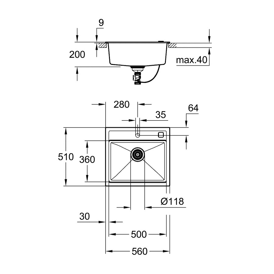 Композитная мойка для кухни Grohe K700 (31651AP0)