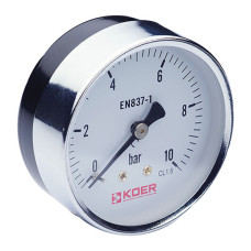 Манометр аксіальний (KOER KM.611A) (0-10 bar), D = 63мм, 1/4 '' (KR0212)