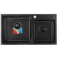 Кухонна мийка подвійна MIXXUS MX7843-220x1.0-PVD-BLACK (MX0565) чорна