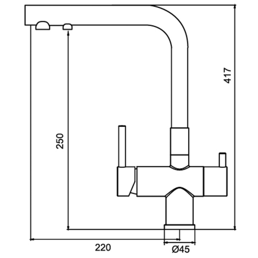 Смеситель для кухни с выходом для питьевой воды KOER KB-72001-07 (Цвет графит) (KR3393)