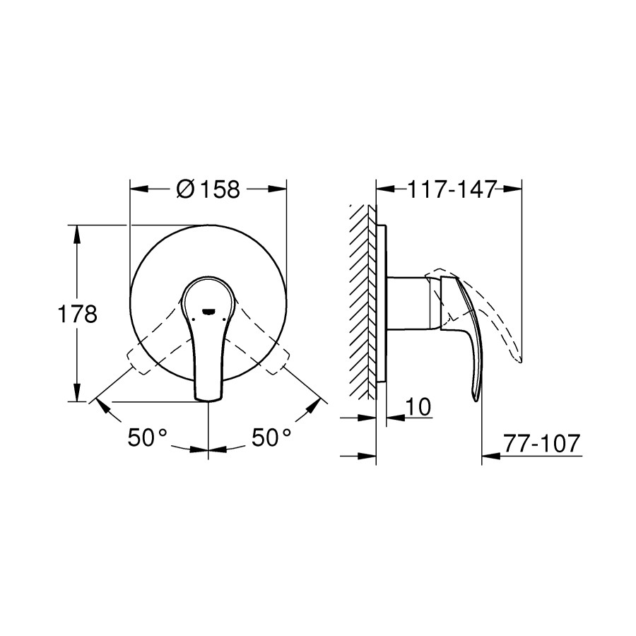 Смеситель скрытого монтажа для 1 потребителя Grohe Eurosmart (24042002)