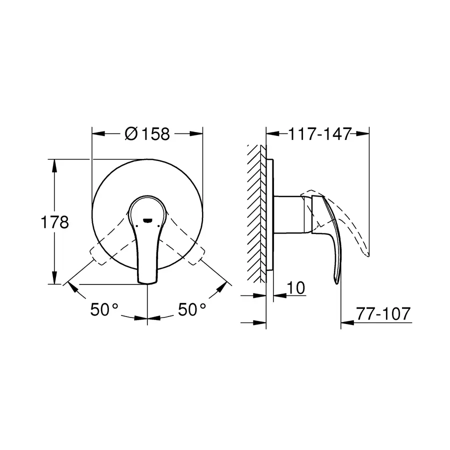 Смеситель скрытого монтажа для 1 потребителя Grohe Eurosmart (24042002)