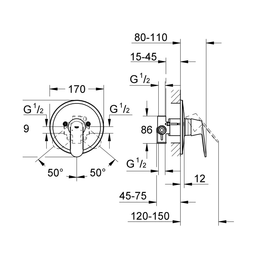 Смеситель скрытого монтажа для 1 потребителя Grohe Eurosmart Cosmopolitan (32880000)