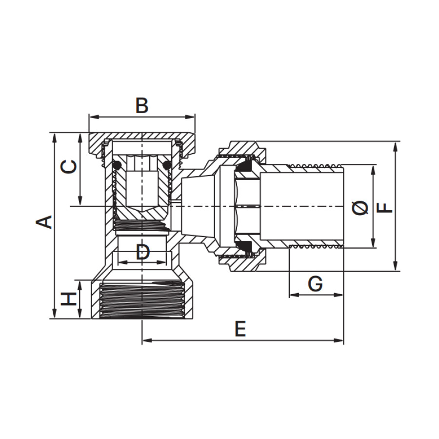 Вентиль балансировочный радиаторный EUROPRODUCT EP.0412 - 1/2x1/2 (EP6034)
