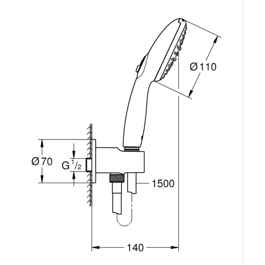 Скрытая душевая система Grohe Eurosmart New Tempesta 200 (UA25183003)