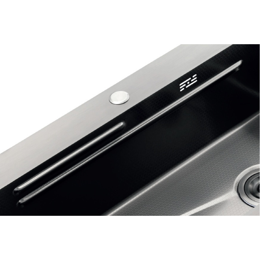 Мойка Zerix ZH7545-SET-05 DECOR NANO-BLACK (3.0/0.8) с нерж. стали, комплект (графит) (ZM5582)