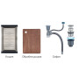 Мойка Zerix ZH7545-SET-05 DECOR NANO-BLACK (3.0/0.8) с нерж. стали, комплект (графит) (ZM5582)