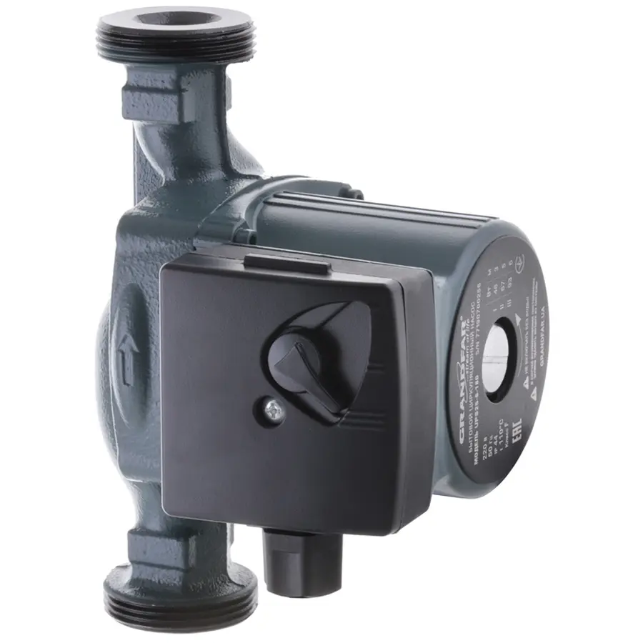 Насос циркуляционный центробеж. GRANDFAR UPS25-6-180 (обмотка-медь) (с накидными гайками) (GF1062)