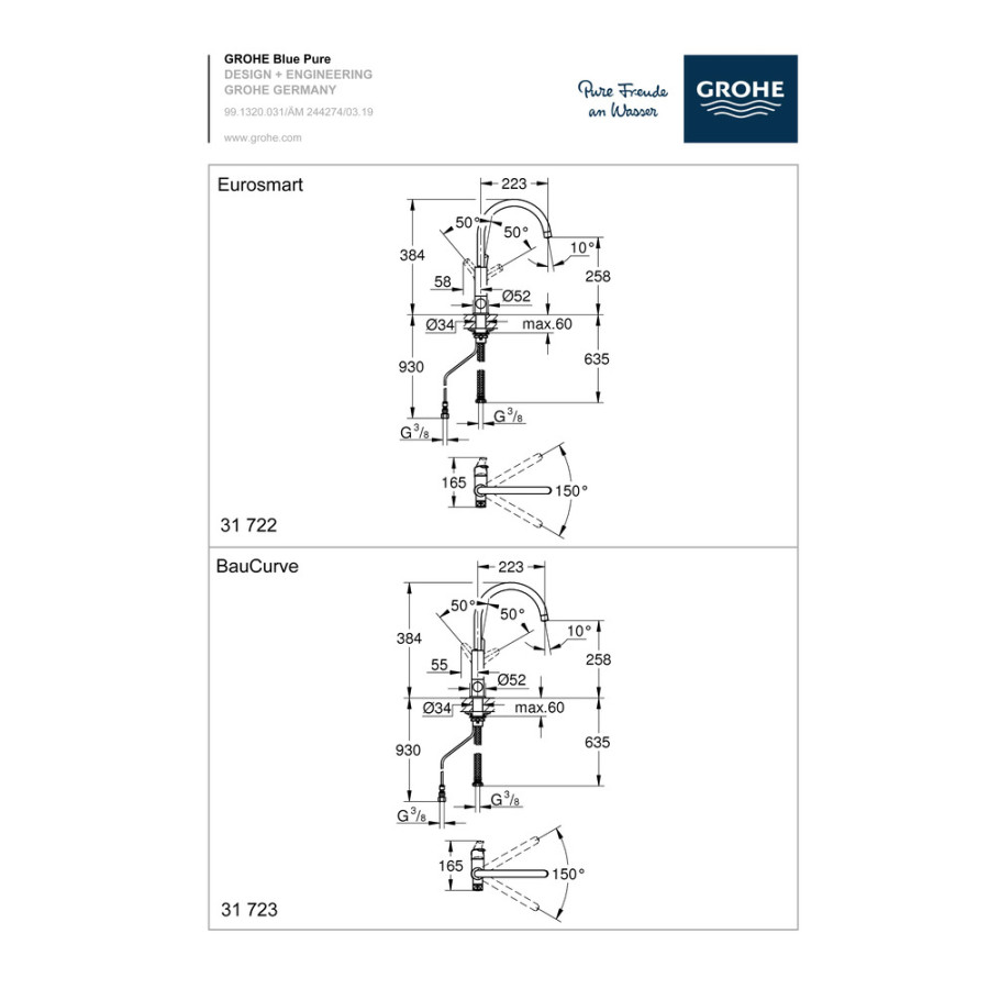 Смеситель для кухни с подключением к фильтру Grohe Blue Pure (31722000)