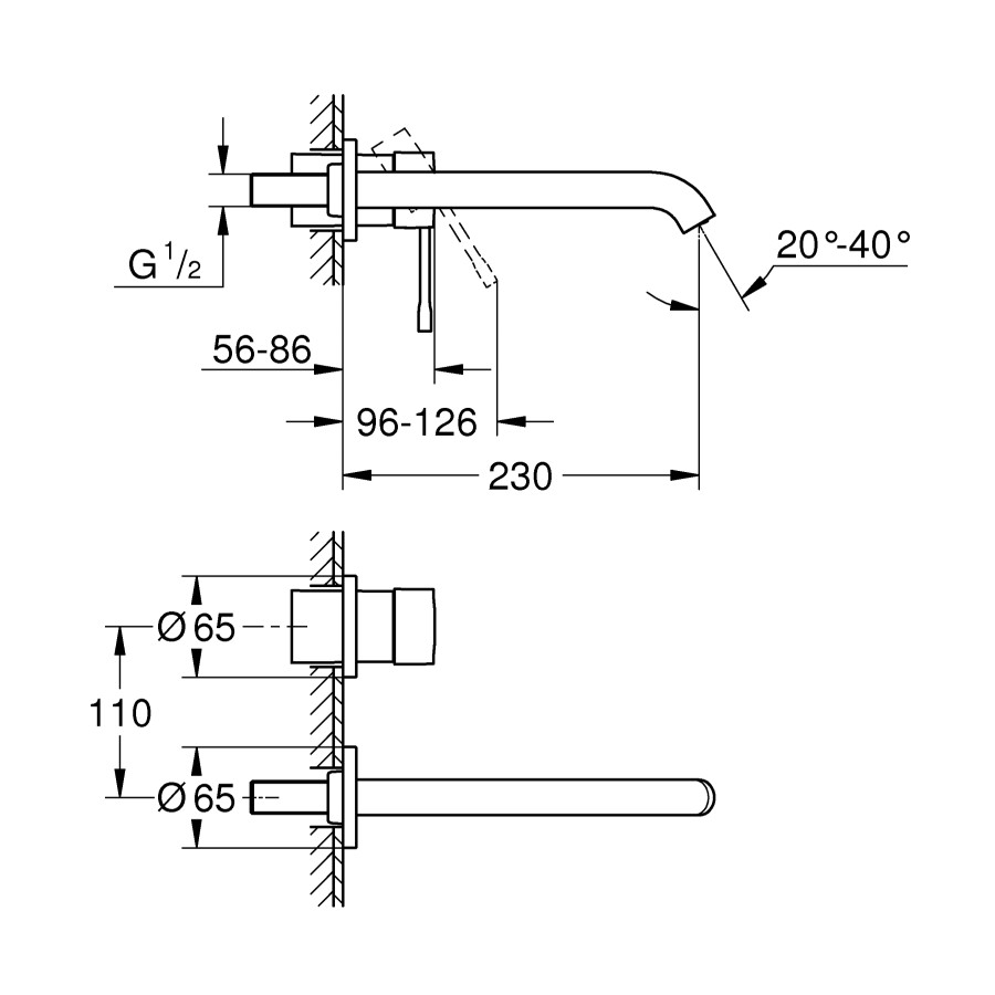 Смеситель для раковины скрытого монтажа Grohe Essence New (19967001)