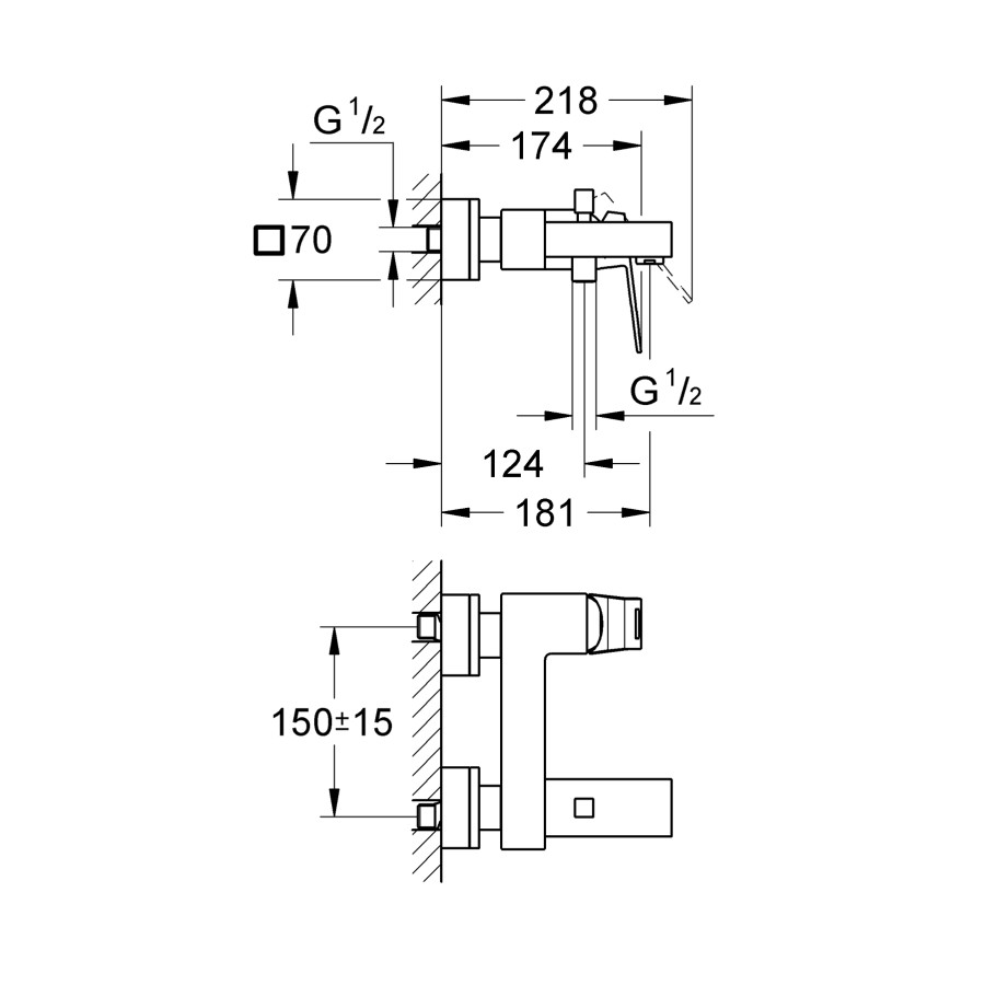 Смеситель для ванны Grohe Eurocube (23140000)