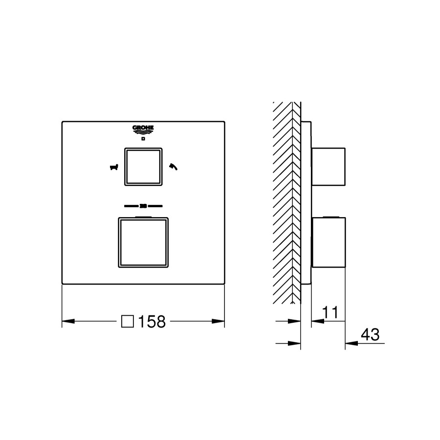 Термостат скрытого монтажа на 2 потребителя Grohe Grohtherm Cube (24155000)