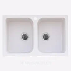 Гранітна мийка для кухні Platinum 7648W TWIN глянець Білосніжна