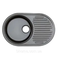 Гранітна мийка для кухні Platinum 7346 ASTORIA глянець Чорна GOLD