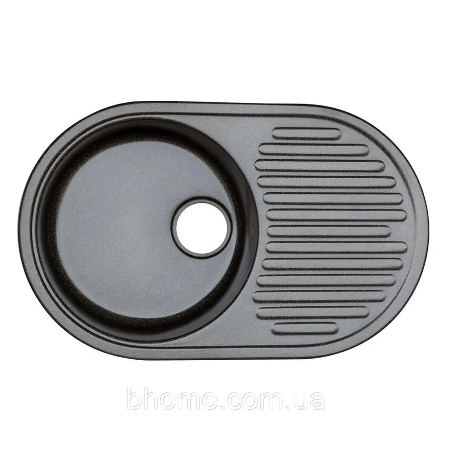 Гранітна мийка для кухні Platinum 7346 ASTORIA глянець Чорна GOLD