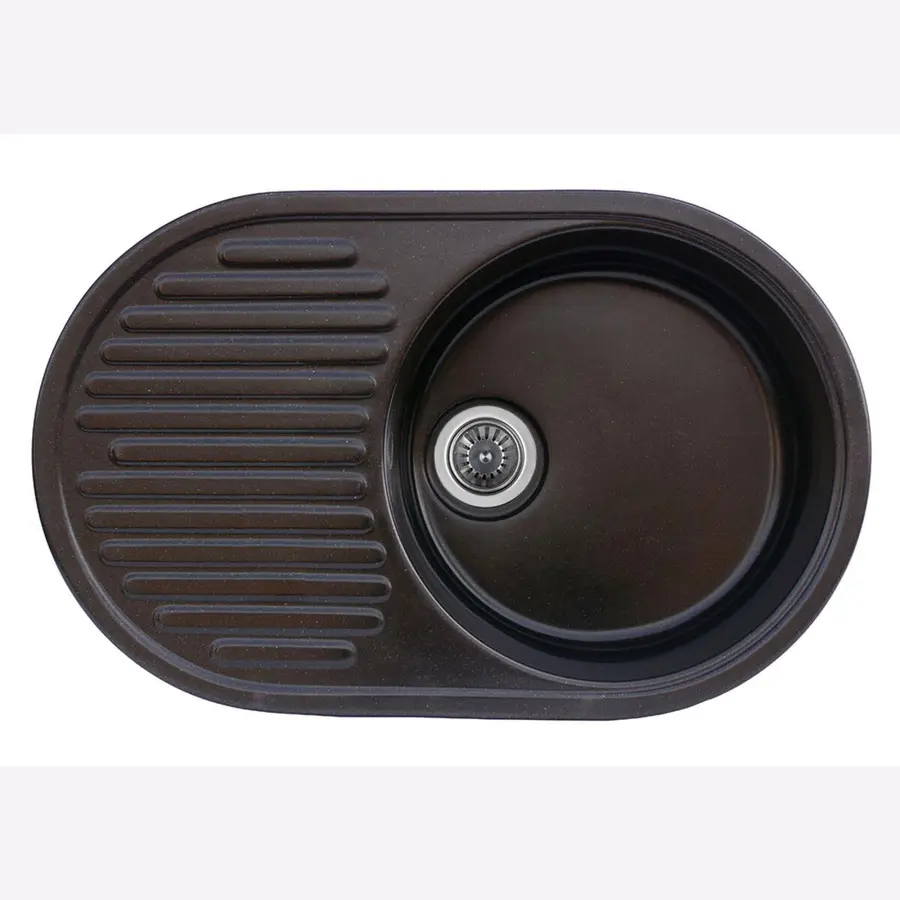 Гранітна мийка для кухні Platinum 7346 ASTORIA глянець Чорний металік