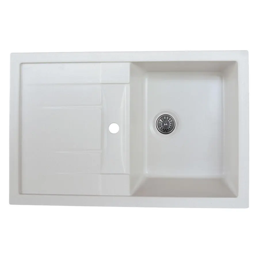 Гранітна мийка для кухні Platinum 7850 PRETSO глянець Біла