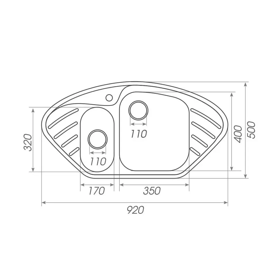 Гранітна мийка для кухні Platinum 9250UW LARGO глянець Сірий металік