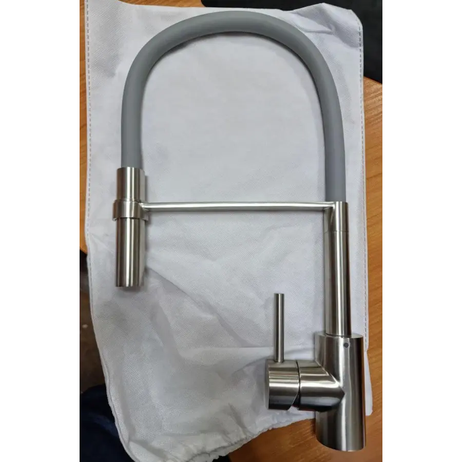 Смеситель кухонный Platinum 6034 BW серый гибкий