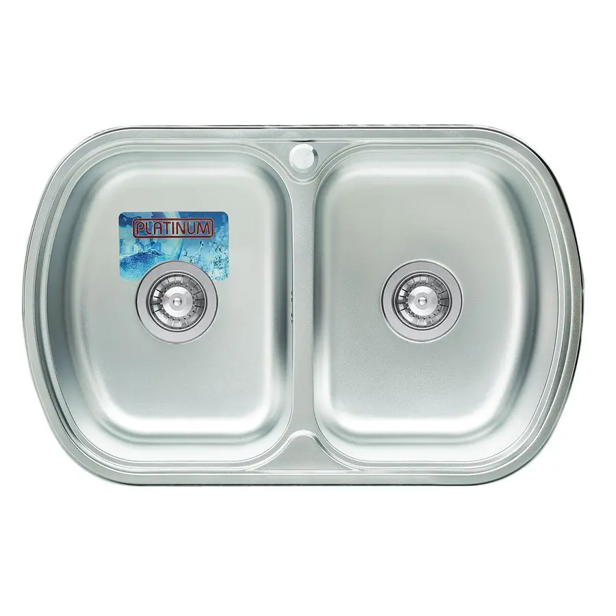 Кухонна мийка з нержавіючої сталі Platinum 7749D САТІН 0,8 / 180