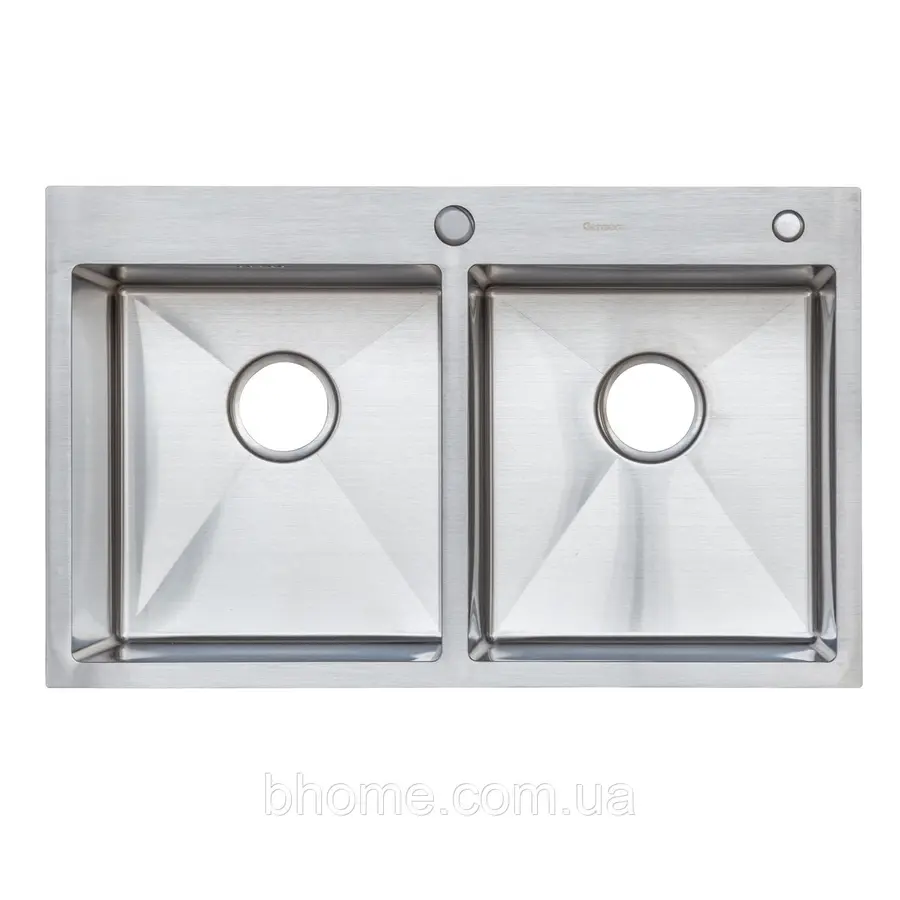 Кухонна мийка Platinum Handmade 78 * 48/220 дві чаші 3,0 / 1,5 мм кошик і дозатор в комплекті