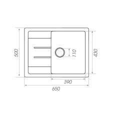 Гранитная мойка для кухни Platinum 650 мм х 200 мм х 500 мм LOTOS глянец микс