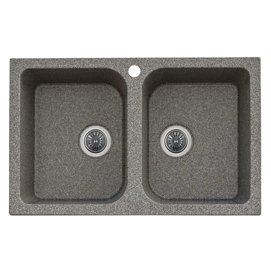 Гранітна мийка для кухні Platinum 7648W TWIN глянець мікс