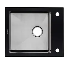 Кухонная мойка Platinum Handmade 600 мм х 200 мм х 510 мм BLACK GLAS из нержавеющей стали и каленого стекла