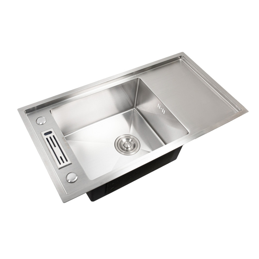 Кухонная мойка Platinum Handmade 80 * 43/230 с подставкой для ножей HD-D008